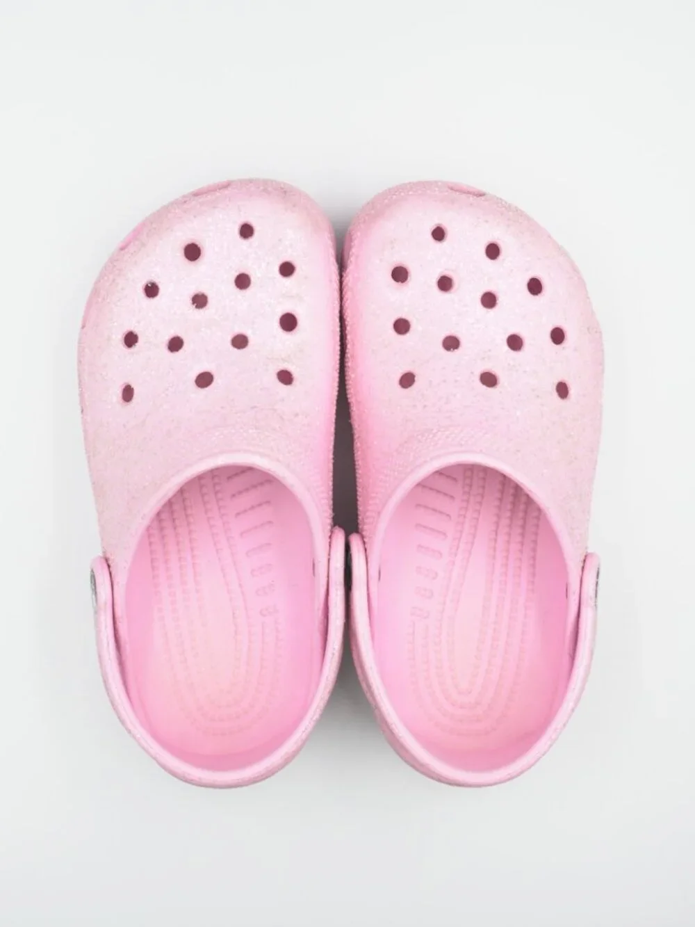 Crocs Classic Glitter Clogs Girls Kids J1 Pink Sparkle Slip-On Shoes